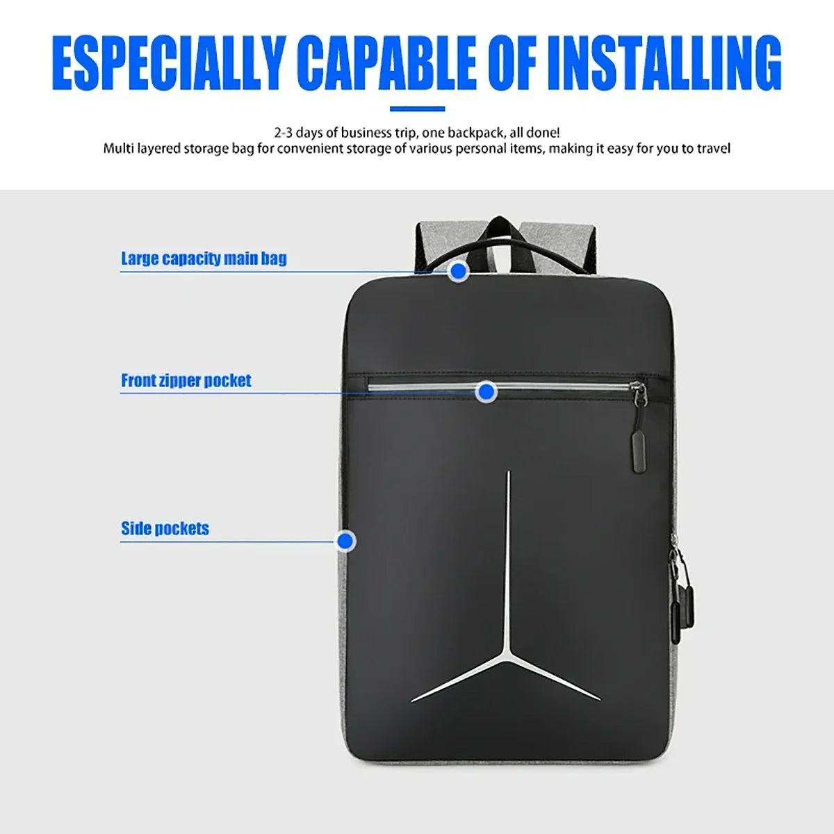 Anti-theft USB Waterproof Hard Case Travel Laptop Backpack
