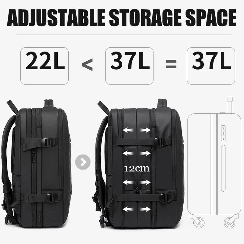 Travel Backpack Men Business Backpack School Expandable USB Bag
